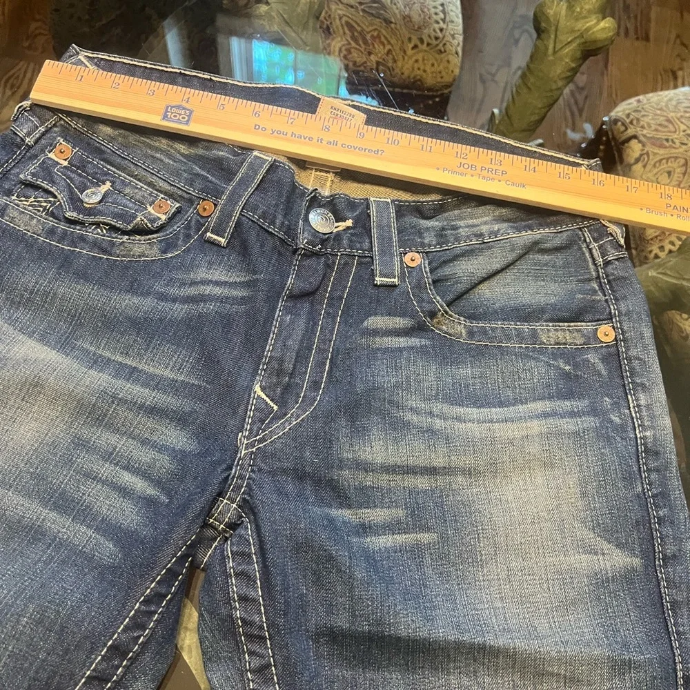 True Religion Jeans World Tour Section Straight Blue Denim Mens Size 31 USA Made